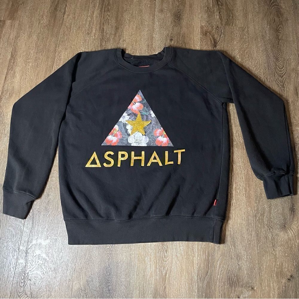 Asphalt Yacht Club Black Pullover Sweatshirt Crewneck Logo Men’s Size XL